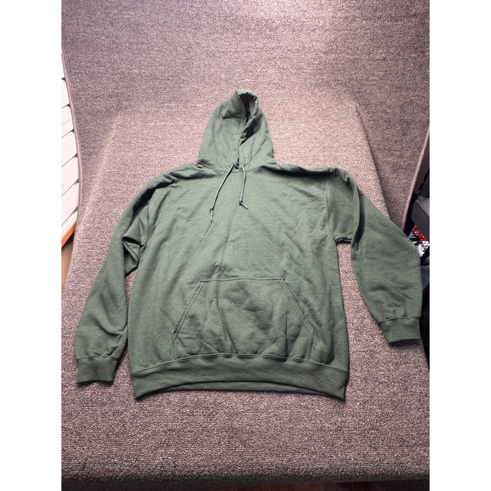 Gildan Hoodie Mens Large Heavy Blend Green Pullover Fleece EUC